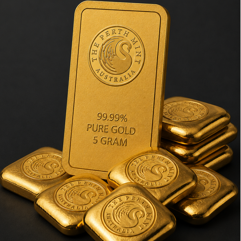 Gold bullion bars available from Darling Downs Bullion