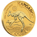 2026 1oz Perth Mint Gold Kangaroo 40th Anniversary bullion coin – edge view