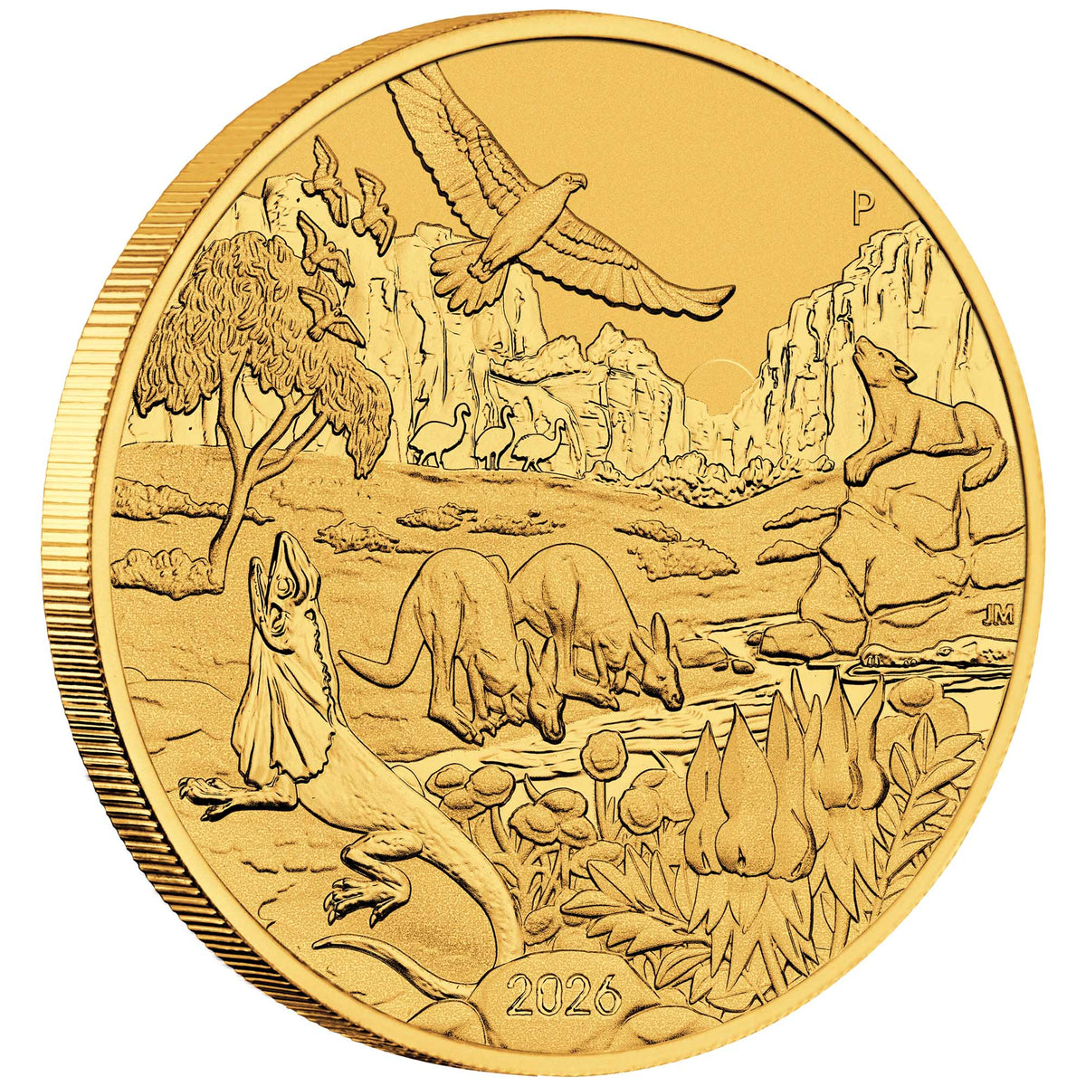 2026 1oz Perth Mint Wonders of Australia Outback gold bullion coin – edge view