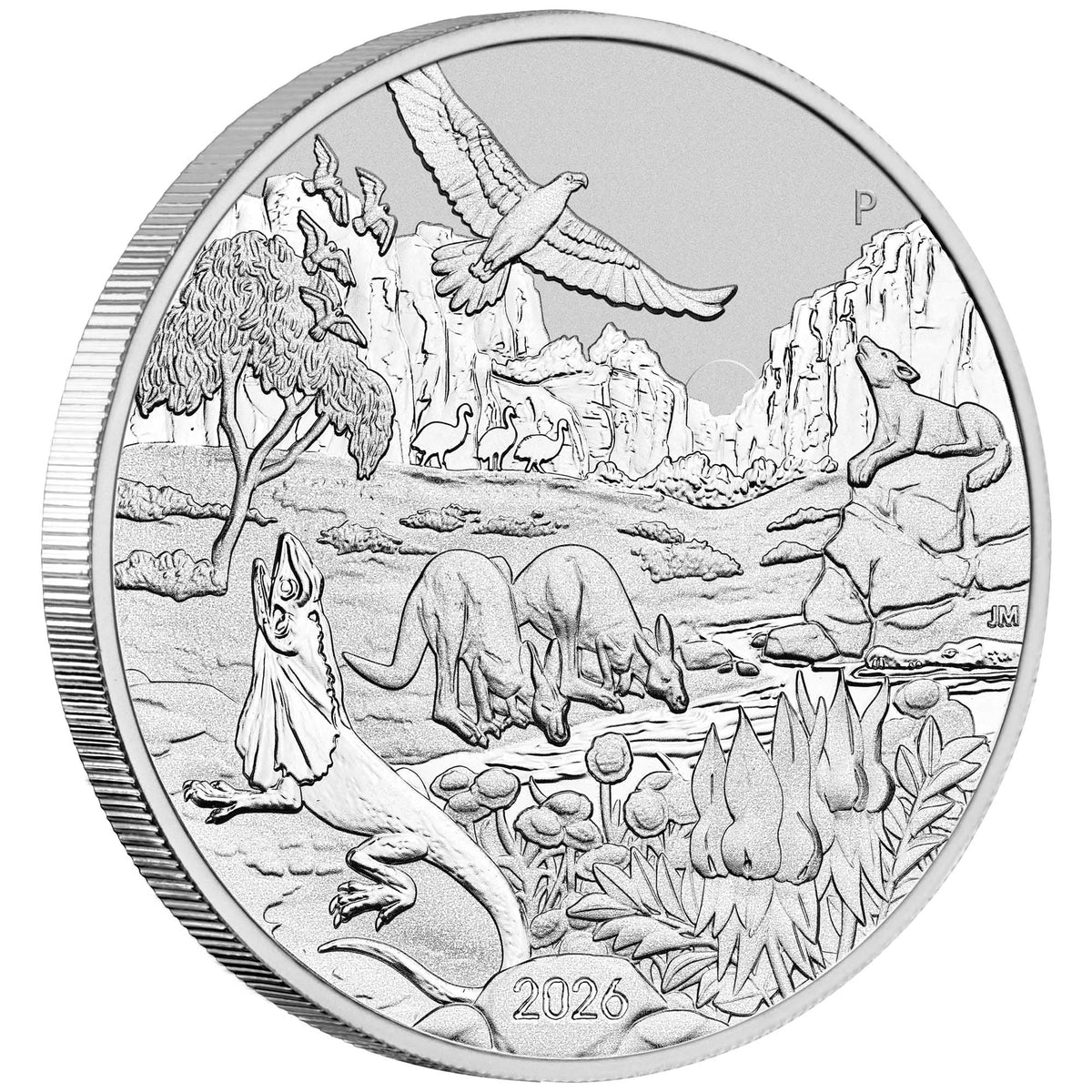 2026 1oz Perth Mint Wonders of Australia Outback silver bullion coin – edge view