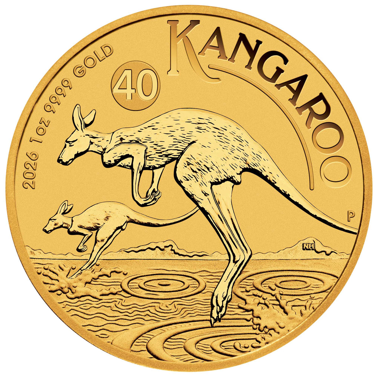 2026 1oz Perth Mint Gold Kangaroo 40th Anniversary bullion coin – reverse