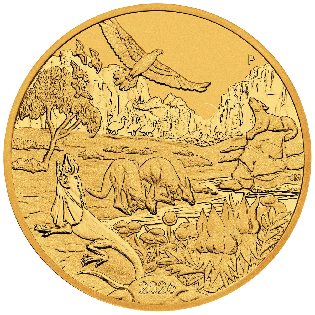 2026 1oz Perth Mint Wonders of Australia Outback gold bullion coin – reverse