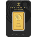 10oz Perth Mint gold minted bar – reverse in assay packaging