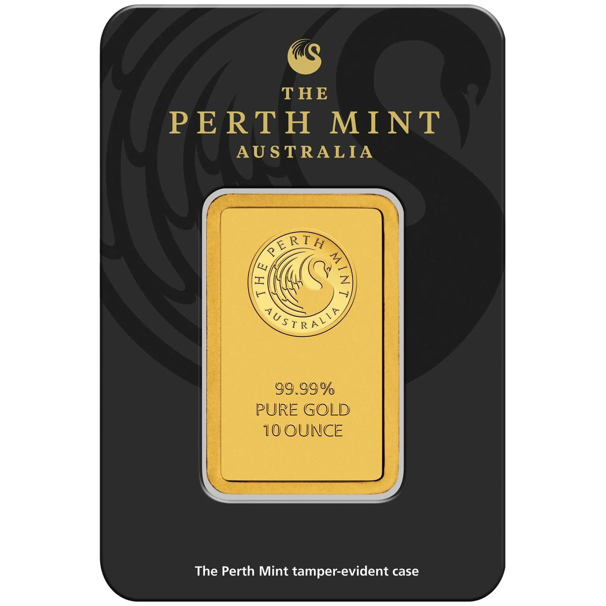 10oz Perth Mint gold minted bar – reverse in assay packaging