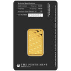 20g Perth Mint gold minted bar – obverse in assay packaging