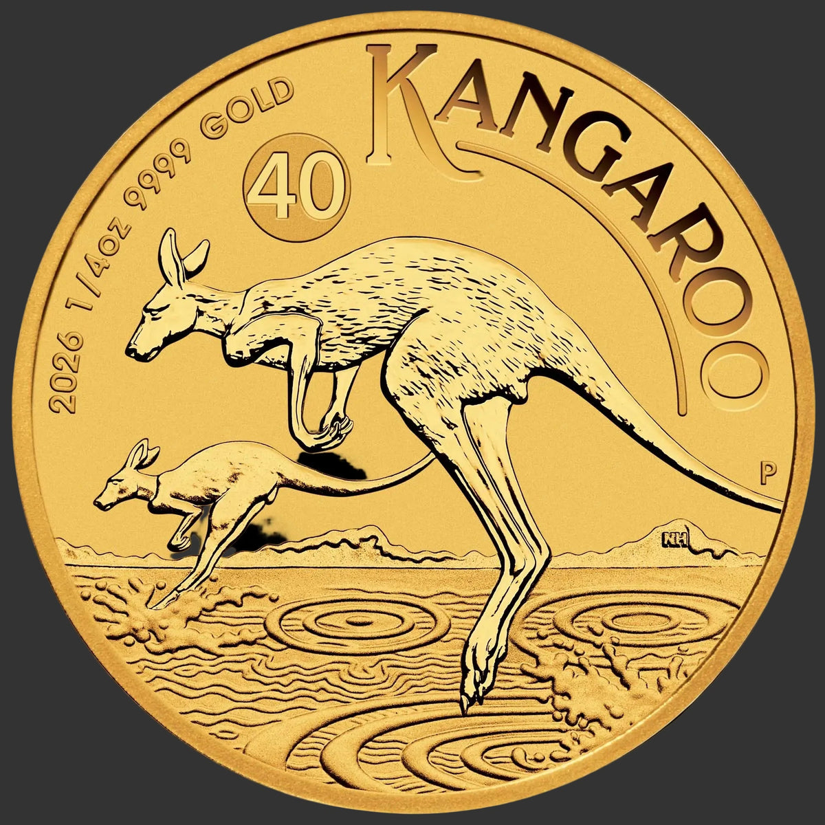 2026 1/4oz Perth Mint Gold Kangaroo 40th Anniversary bullion coin – reverse