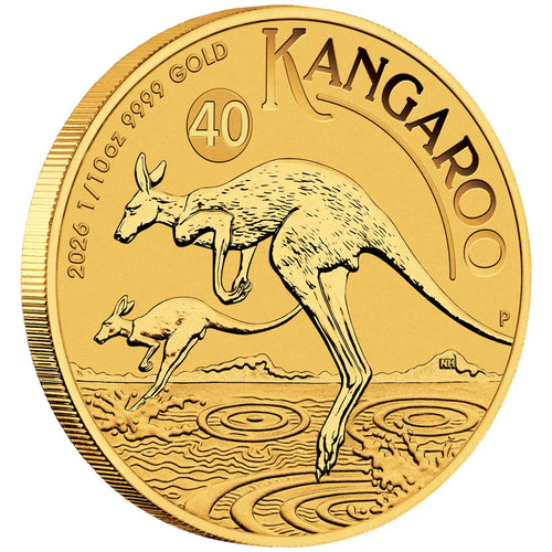 2026 1/10oz Perth Mint Gold Kangaroo 40th Anniversary bullion coin – reverse