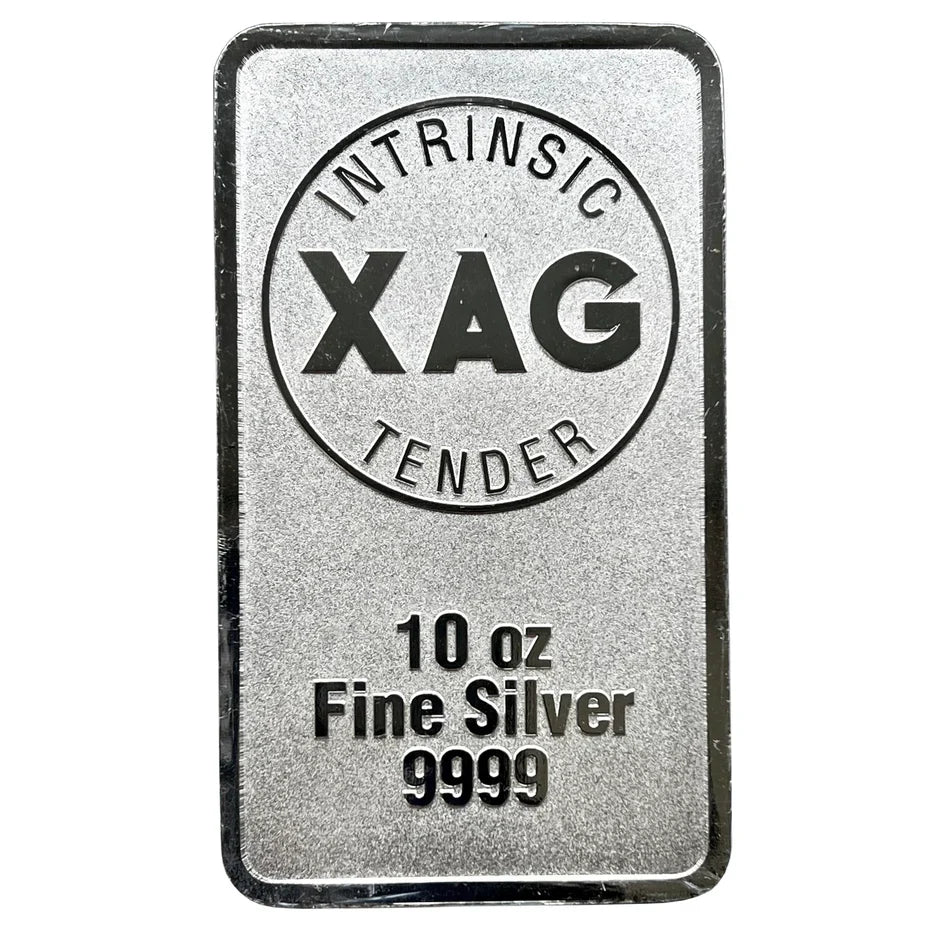 10oz Intrinsic Tender silver minted bar – front
