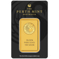 100g Perth Mint gold minted bar – reverse in assay packaging