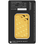 100g Perth Mint gold minted bar – obverse in assay packaging