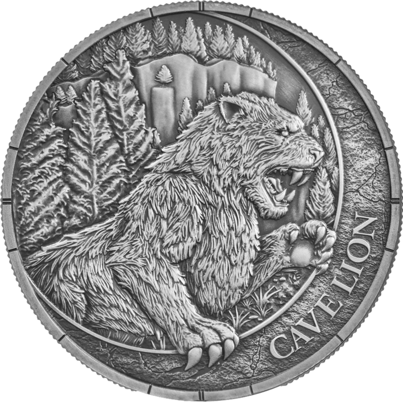 1oz Silver Republic of Liberia-MegaFauna Cave Lion coin .9999