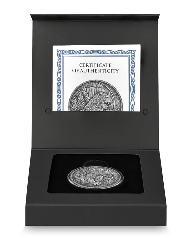 1oz Silver Republic of Liberia-MegaFauna Cave Lion coin .9999