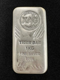 1kg Intrinsic Tender Tiger silver cast bar – front