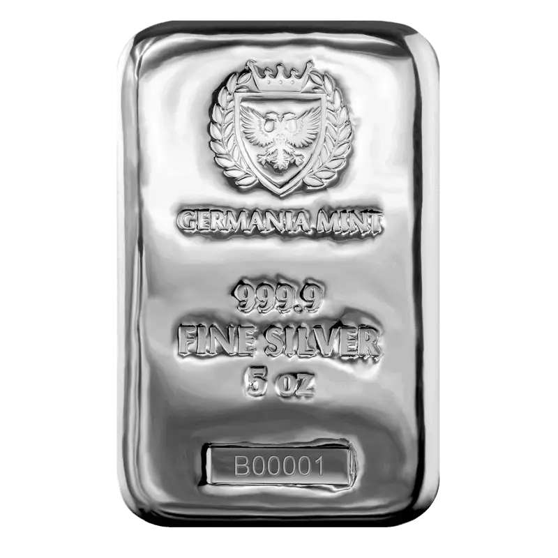 5oz Germania Mint silver cast bar