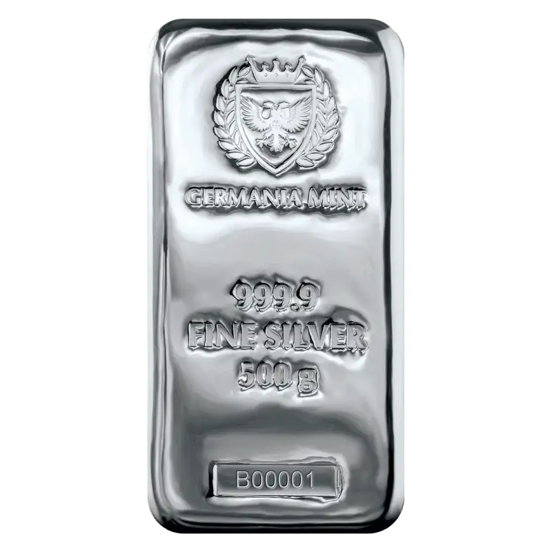 500g Germania Mint silver cast bar