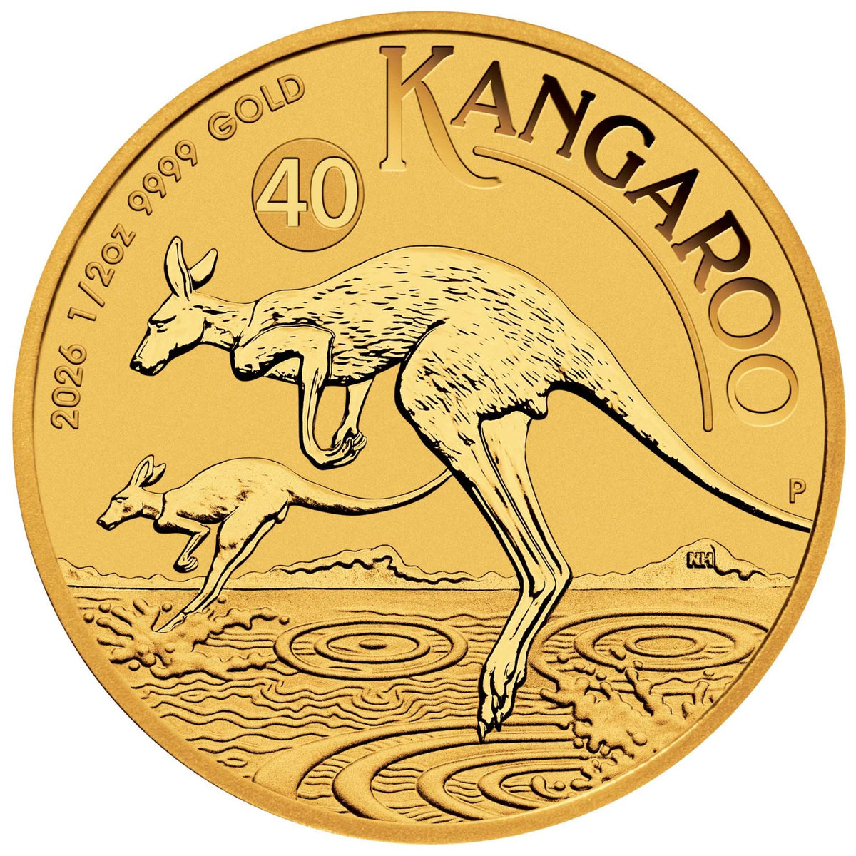 2026 1/2oz Perth Mint Gold Kangaroo 40th Anniversary bullion coin – reverse