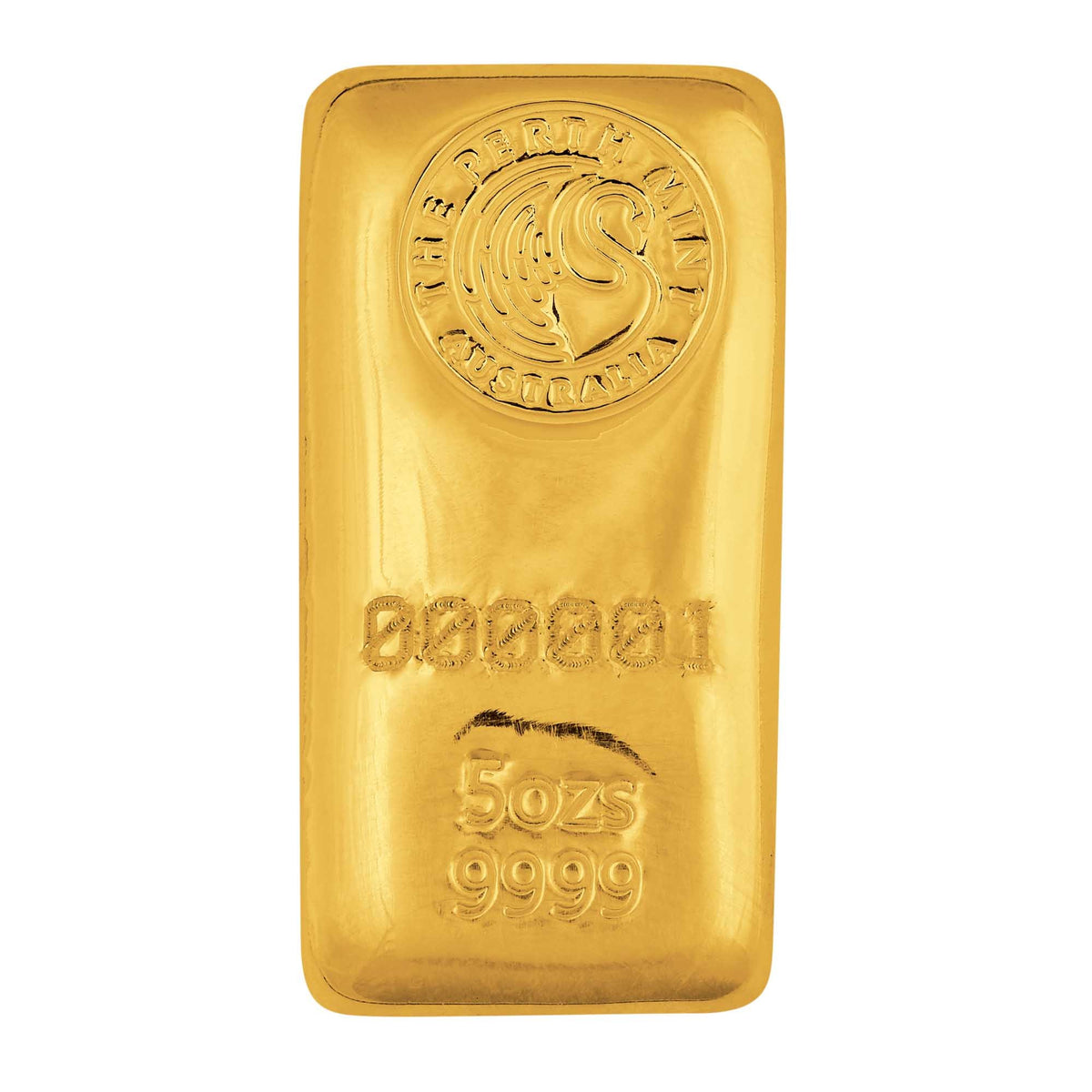 5oz Perth Mint gold cast bar – front
