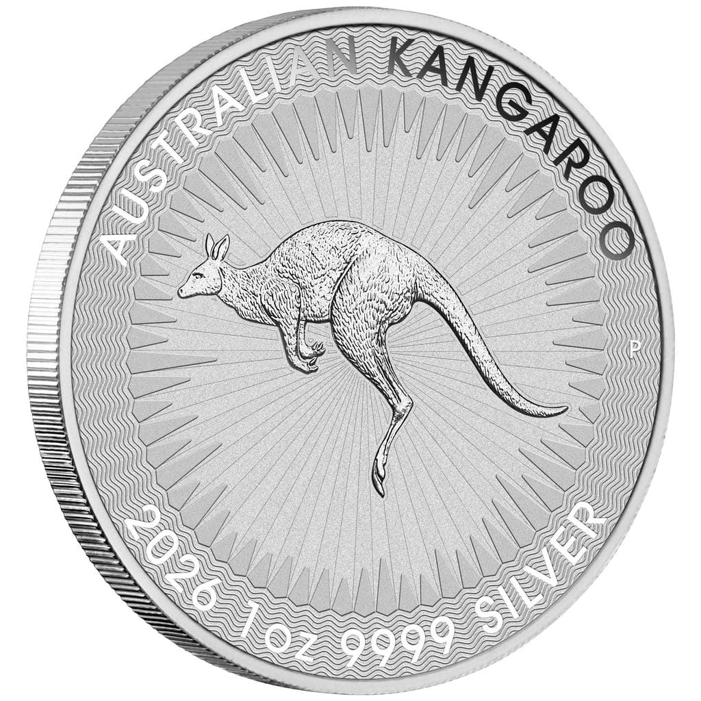 2026 1oz Perth Mint Silver Kangaroo bullion coin – angled view