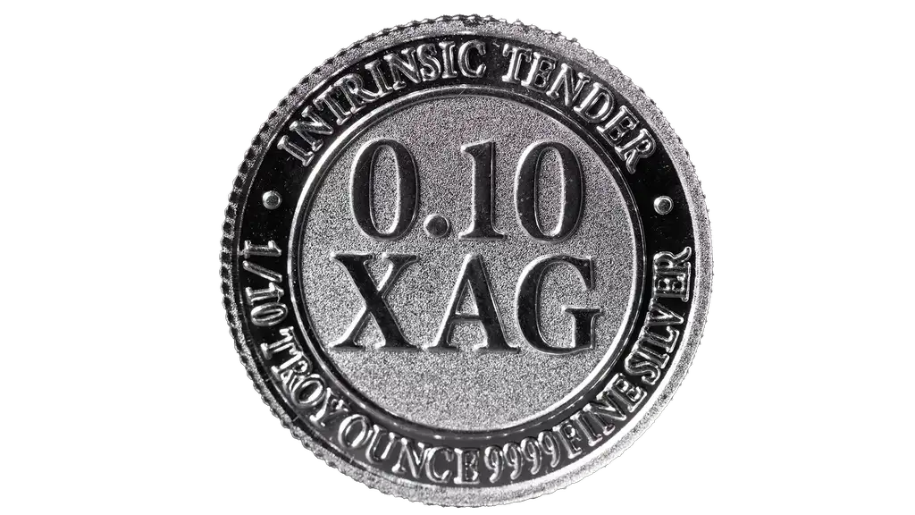 1/10oz Intrinsic Tender XAG silver round – reverse